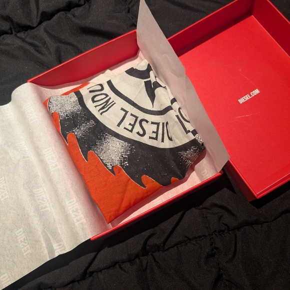 Diesel Industries Orange and Gray Bandana Scarf - Picture 5 of 5